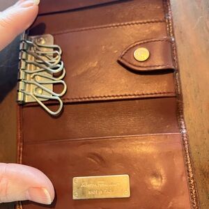 Salvatore Ferragamo Brown Leather Key & Card Holder